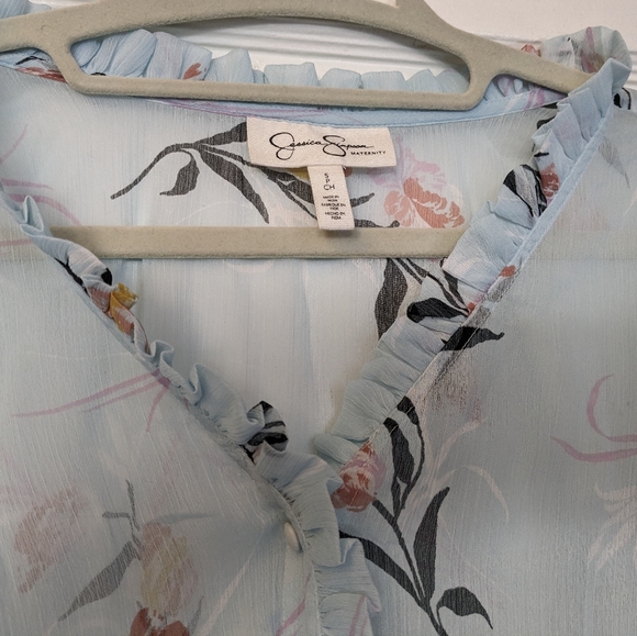 Jessica Simpson Sheer Floral Maternity Blouse Top, Sz. SMALL - Picture 5 of 8